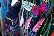 70s Vintage Neon Butterfly Halterneck Dress