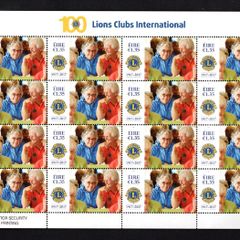 2017 Ireland The 100th Anniversary of Lions Clubs International Commemorative Stamps Sheet Plate 1A1A1A1A Min Never Hinged (MNH)