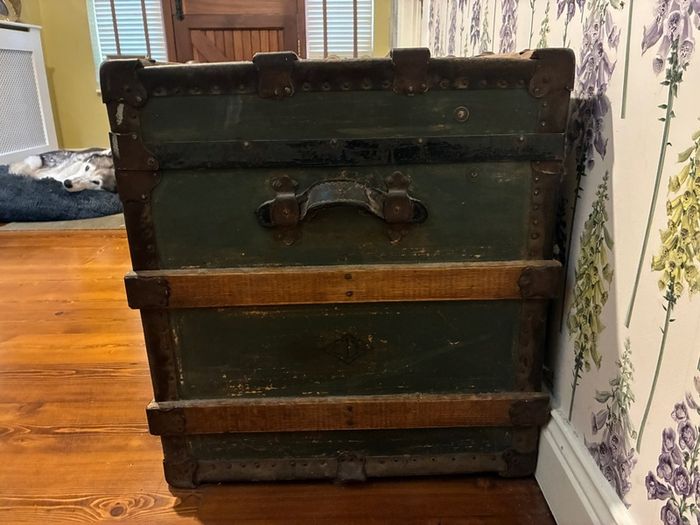 Antique 1912 Trunk with Original Stamp plate