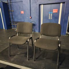 Multi-Purpose Stacking Chair Charcoal Fabric & Black Metal Frame