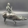 Antique Chinese Bronze of Lohan Seated On An Ox 19th Century Image 3