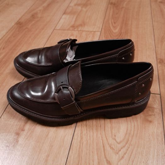 Geox Dark Brown Chocolate Respira Leather Buckle Loafers Mocassins 6UK/39EU