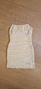 Yellow Ruched Mini Dress - 8