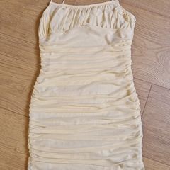 Yellow Ruched Mini Dress - 8