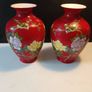 8" Pair of Shende Tang Hand painted Chinese Vintage Vases Image 2