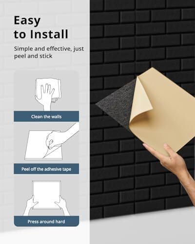 Sound Proofing Panels Self-Adhesive, 18 Pcs, Acoustic Panels for Studio, Gaming, Podcast, Theater, Echoes Absorption, Wall Decoration, Indoor Sound Quality Improvement, 12"X12"X0.4", Black