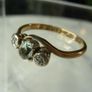 9ct Gold Aquamarine and Diamond Trilogy Ring, Platinum setting, Size K.5, 1.69g Image 6