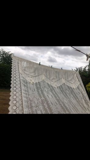 vintage ivory lace curtain panel