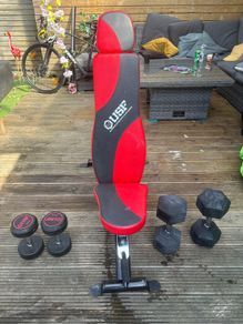 Gym Bench & Dumbbells 10kg & 22.5kg Hex Dumbbells