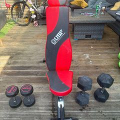 Gym Bench & Dumbbells 10kg & 22.5kg Hex Dumbbells