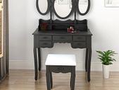 BRAND NEW Carved Dressing Table With Stool,Adjustable Makeup Mirrors with 7 drawers