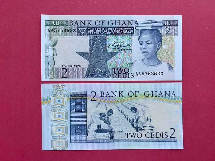 Ghana. 2 Cedis  1979. Pick  18a   ( Uncirculated )