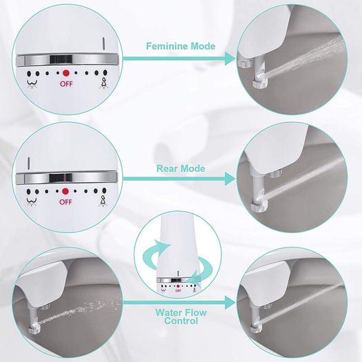 Ultra-Slim Bidet,Bidet Attachment for Toilet UK, Non-Electric Bidet Seat Attachment Dual Nozzle (Rear/Feminine Wash),with Hose and Brass Valve