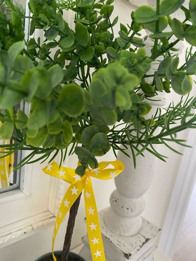 Shabby-Chic Greenery in a pot with Ribbon