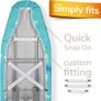 High Speed Padded Iron Board Cover up to 120x40cm - 100% Cotton Top Layer Oeko-Tex Tested for Harmful substances - Aluminium Heat and steam Reflection, with 3 Clips Image 2