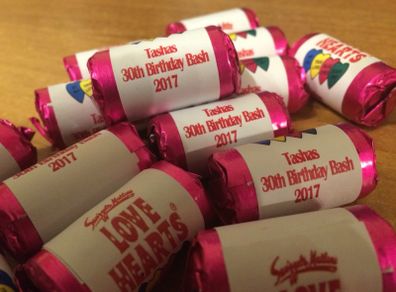 Personalised mini love heart sweets x 30