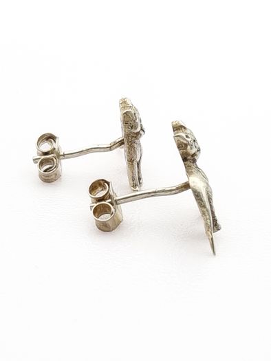 925 Vintage Sterling Silver Cats Stud Earrings