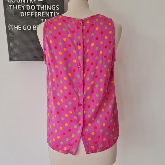 Vintage 1990s vintage silk pink sleeveless blouse by Irish designer Paul Costelloe M