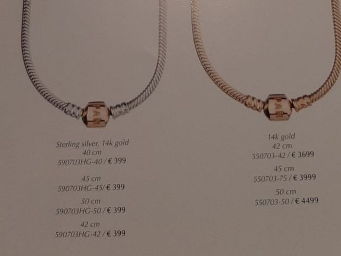 pandora necklace with gold clasp