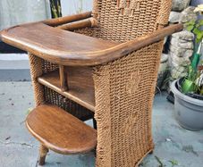 Childs high chair antique rattan
