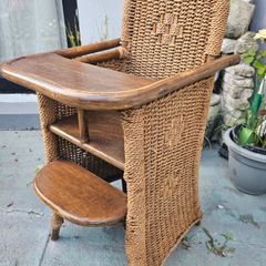 Childs high chair antique rattan