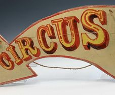vintage wooden circus sign