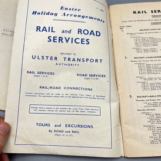 Ulster Transport Authority Easter and Christmas Holiday Timetables - 1949 & 1953