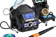 Digital Soldering Station, 60W 200-480C Temperature Adjustable Repair Rework Soldering Iron Station with Soldering Helping Hand, Memory Setting, Magnifier