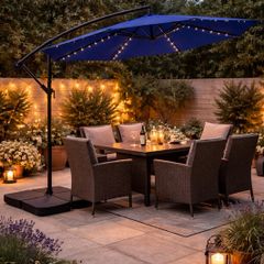 Parasol Cantilever  with Solar LED Lights