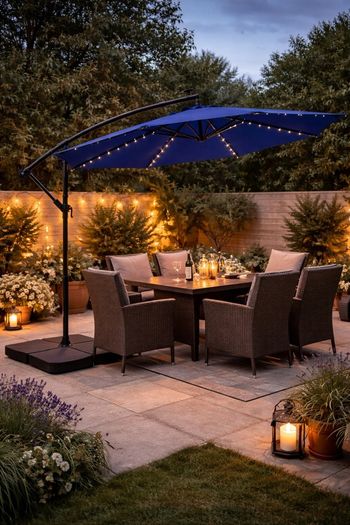 Parasol Cantilever  with Solar LED Lights