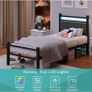 3FT Single Bed Frame, Metal Platform Upholstered Bed frame with Headboard and USB Charging Station Image 7