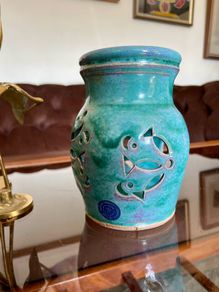 Vintage Michael Kennedy Sligo Handmade Oil Burner Turquoise Burren Blue