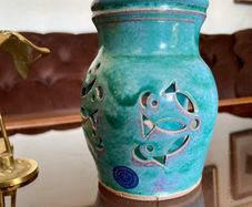 Vintage Michael Kennedy Sligo Handmade Oil Burner Turquoise Burren Blue