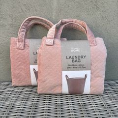 Soft Pink Kids Laundry Bin x2