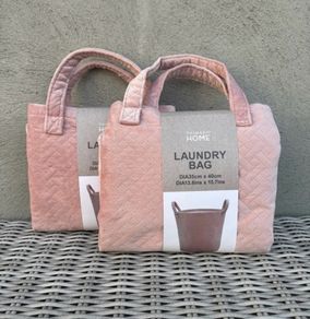 Soft Pink Kids Laundry Bin x2
