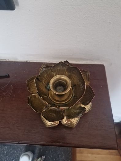 vintage brass lotus flower candle holder