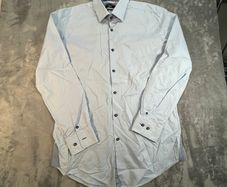 HUGO BOSS Smart Shirt Size 16 M 41 - Light Blue Office Slim Fit Long Sleeve