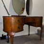 Vintage wooden dressing table with triple mirror Image 3