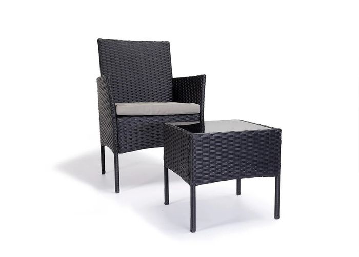 3-Piece Rattan Garden Set with Table & Armchairs