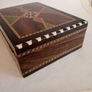 Vintage Spanish Lacquered Inlay Marquetry Mosaic Storage Box Image 2