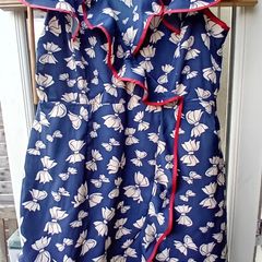 Blue Ruffle Cross-over Dress