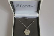 Silver by Absolute Sterling Silver Initial P CZ Disc Pendant Necklace New Boxed  CAN POST