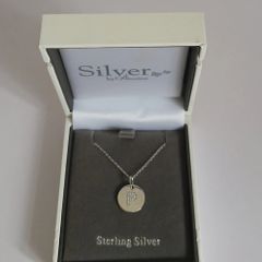 Silver by Absolute Sterling Silver Initial P CZ Disc Pendant Necklace New Boxed  CAN POST
