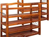 SET OF TWO Shoe Storage Shoe Rack high-quality acacia wood   with 5 Levels 200 kg Load Capacity Acacia Wood Solid Hallway Bathroom Shoe Rack Shoe Storage Dark Brown