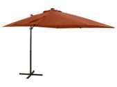 Cantilever Umbrella with Pole and LED Lights Terracotta 250 cm