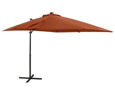 Cantilever Umbrella with Pole and LED Lights Terracotta 250 cm
