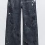 Fab Zara Blue Limited Edition Mid Rise Paint Splatter Washed Baggy Jeans  Size 42 UK 14 Image 10