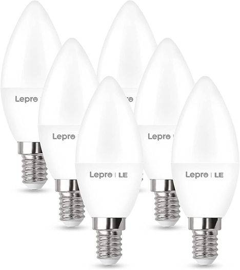E14 LED Light Bulb, Small Edison Screw E14 Candle Bulb, Warm White, 4.9W 470lm, 40W SES Bulb Equivalent, 2700K C35 E14 LED Bulb, Energy Saving Candle Light Bulbs, Non-dimmable, Pack of 6 (FREE POSTAGE)