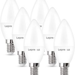 E14 LED Light Bulb, Small Edison Screw E14 Candle Bulb, Warm White, 4.9W 470lm, 40W SES Bulb Equivalent, 2700K C35 E14 LED Bulb, Energy Saving Candle Light Bulbs, Non-dimmable, Pack of 6 (FREE POSTAGE)