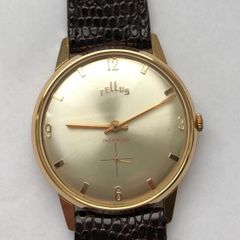 Vintage Tellus Swiss Grand Prix Antimagnetic Gold Plated with certificate and box